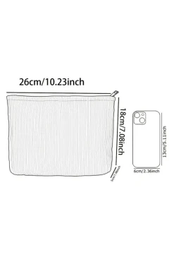 Hot Dear-Lover Floral Print Corduroy Minimalist Storage Bag White
