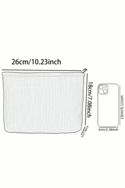 Best Dear-Lover Floral Print Zipper Corduroy Cosmetic Storage Bag White