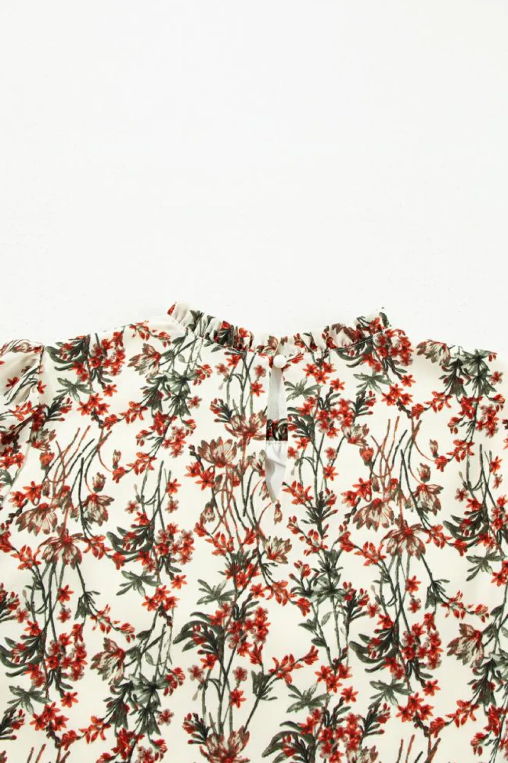 Sale Dear-Lover Floral Printed Long Sleeve Mini Dress White