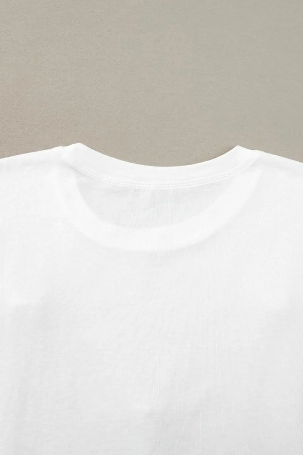 Sale Dear-Lover Flower Applique Round Neck T-shirt White