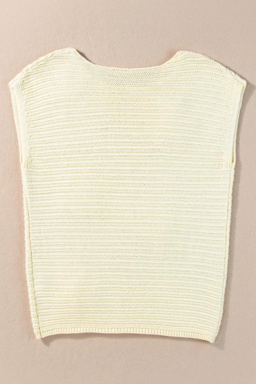 Fashion Dear-Lover Flower Crochet Round Neck Knitted Top White