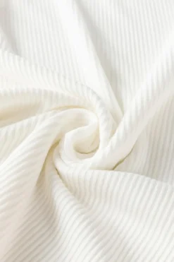 Hot Dear-Lover Flower Puff Sleeve Ribbed Knit Top White