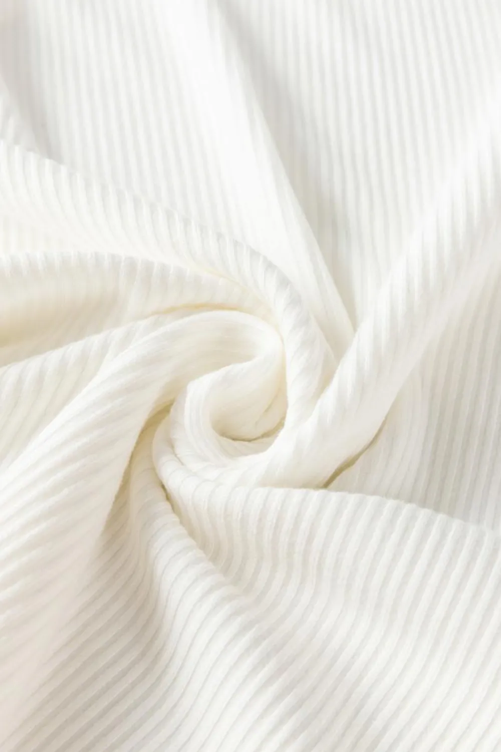 Hot Dear-Lover Flower Puff Sleeve Ribbed Knit Top White