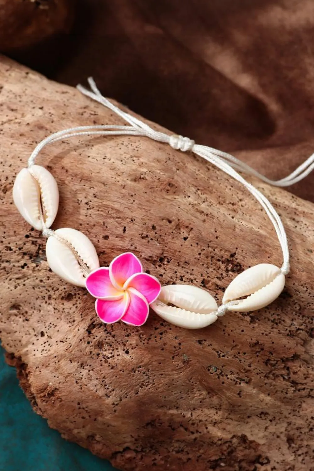 Clearance Dear-Lover Flower Seashell Adjustable Bracelet White