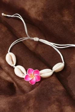 Clearance Dear-Lover Flower Seashell Adjustable Bracelet White