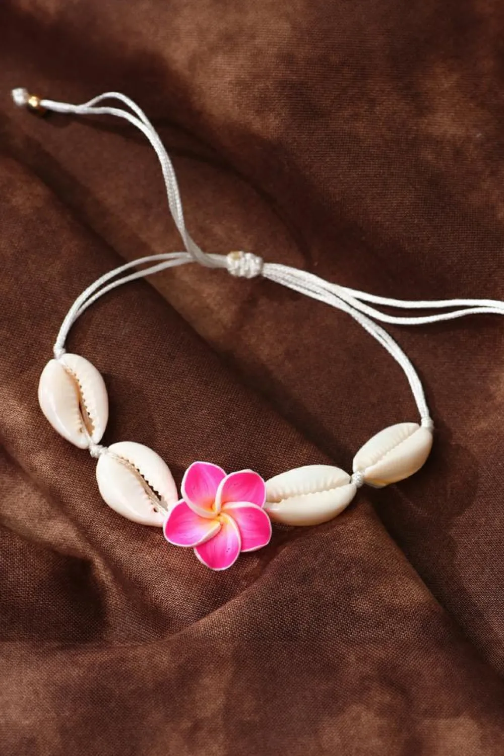 Clearance Dear-Lover Flower Seashell Adjustable Bracelet White