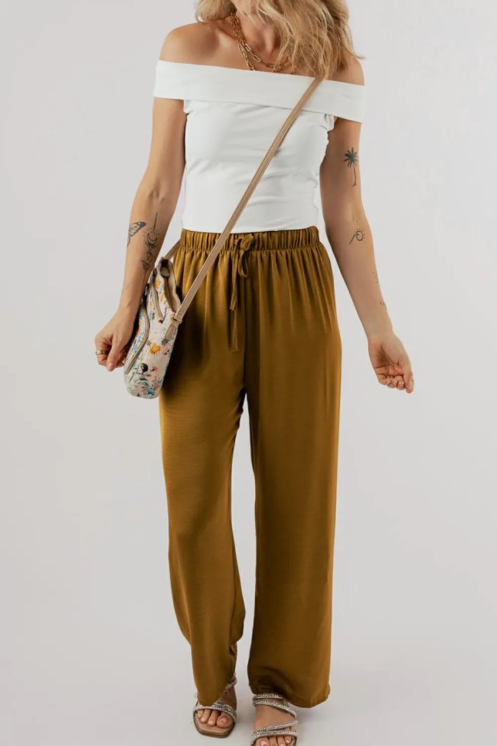 Fashion Dear-Lover Folded Off Shoulder Slim Top White