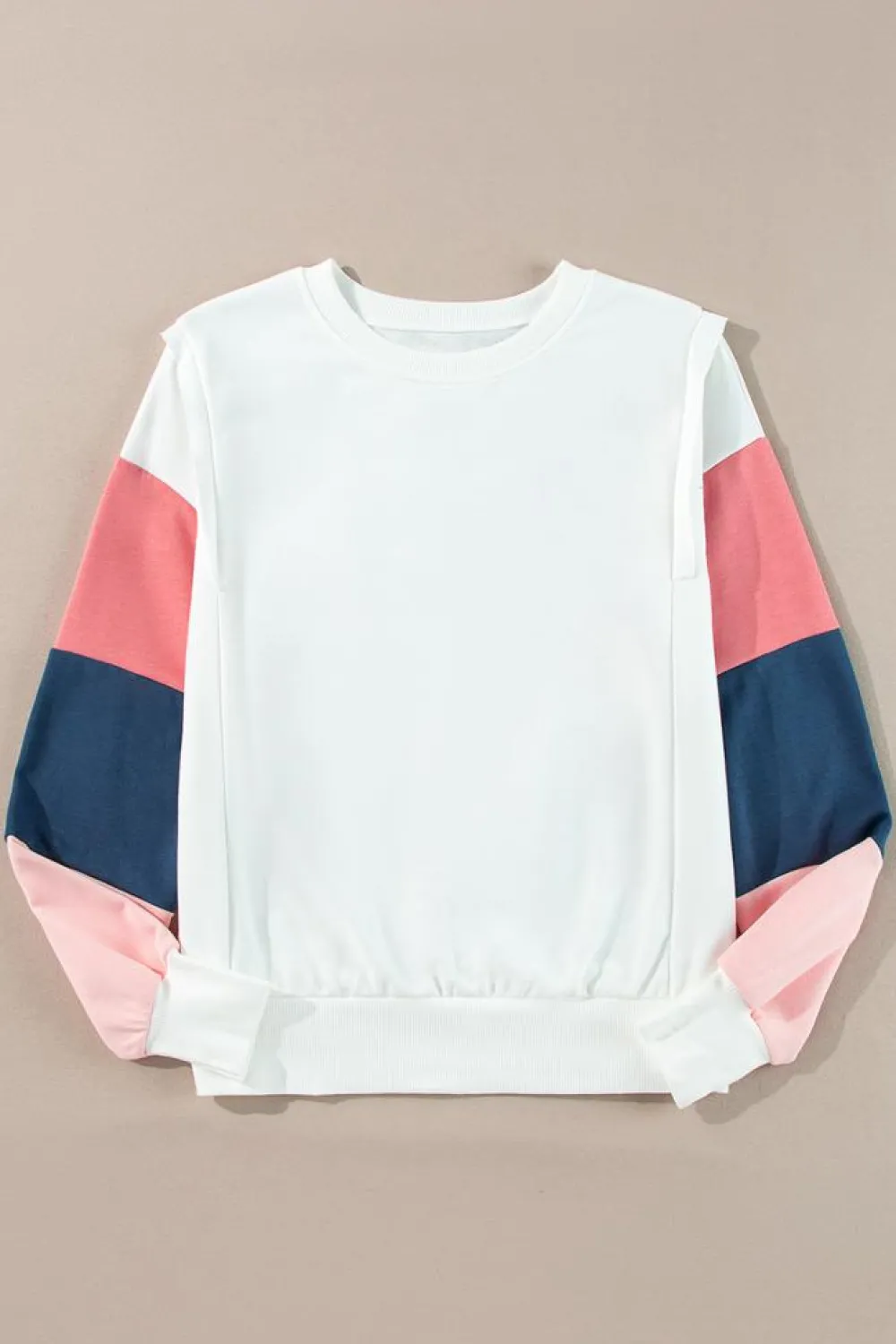 Discount Dear-Lover French Terry Color Block Long Sleeve Top White