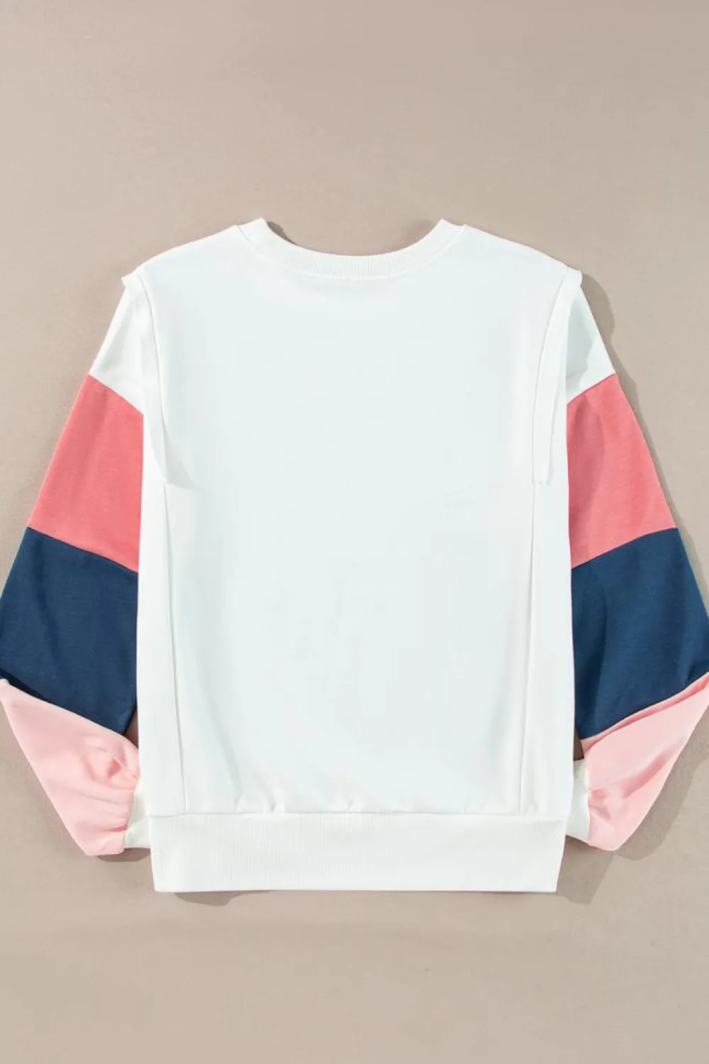 Discount Dear-Lover French Terry Color Block Long Sleeve Top White