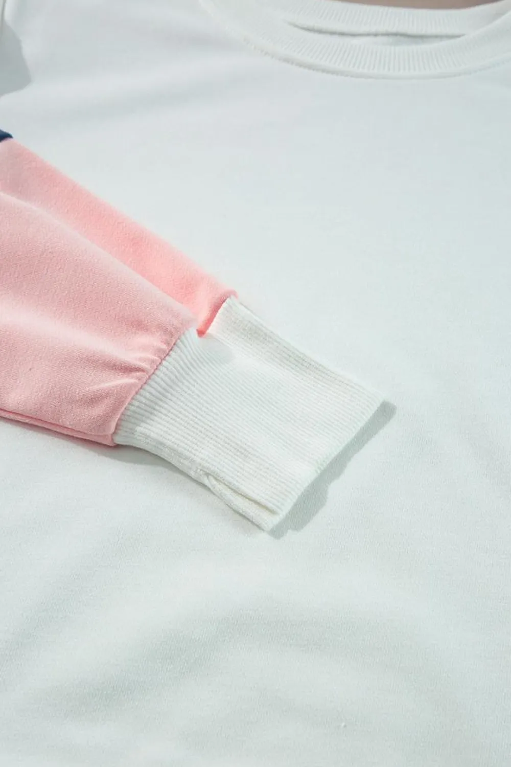 Discount Dear-Lover French Terry Color Block Long Sleeve Top White