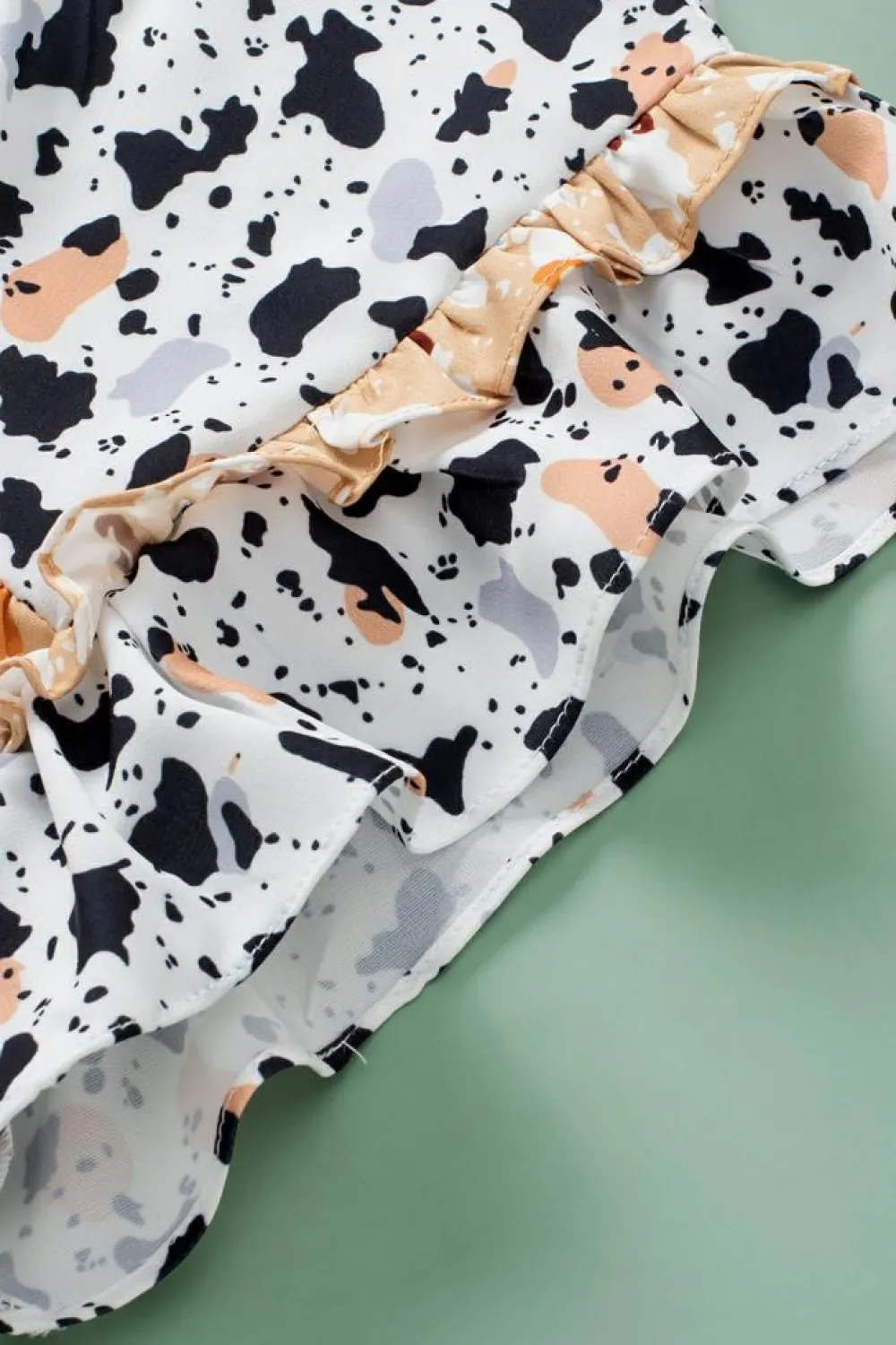 Outlet Dear-Lover Frilly Trim Leopard Animal Spots Blouse White