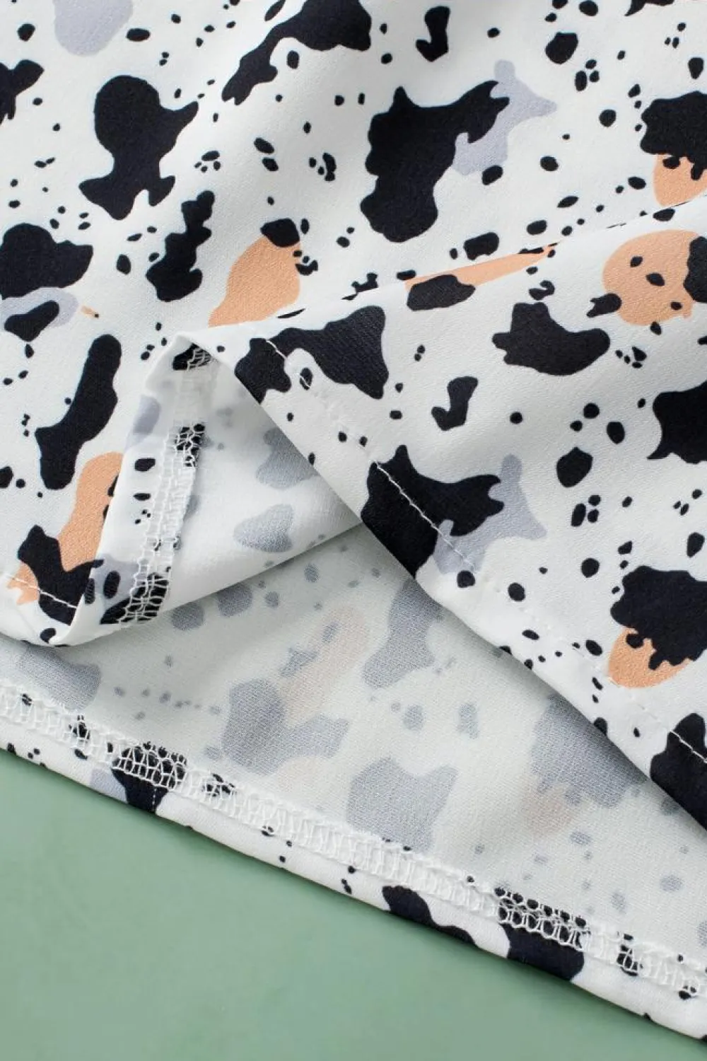 Outlet Dear-Lover Frilly Trim Leopard Animal Spots Blouse White