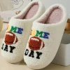 Best Dear-Lover GAME DAY Rugby Football Plush Slippers White