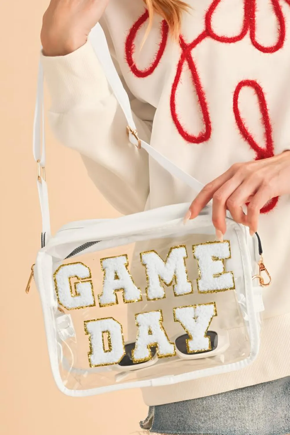 Hot Dear-Lover GAME DAY Rugby Football Clear Shoulder Bag White