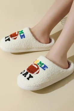 Best Dear-Lover GAME DAY Rugby Football Plush Slippers White