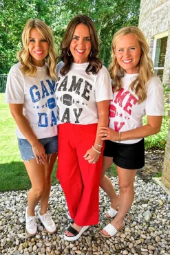 Outlet Dear-Lover GAME DAY Rugby Football Graphic Crewneck T Shirt White