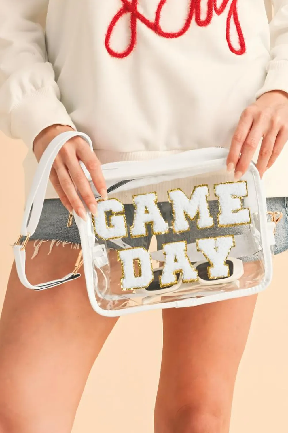 Hot Dear-Lover GAME DAY Rugby Football Clear Shoulder Bag White