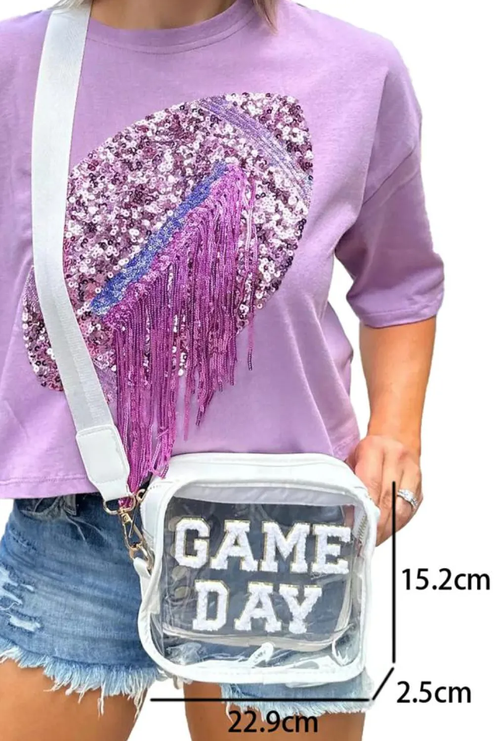 Hot Dear-Lover GAME DAY Rugby Football Clear Shoulder Bag White