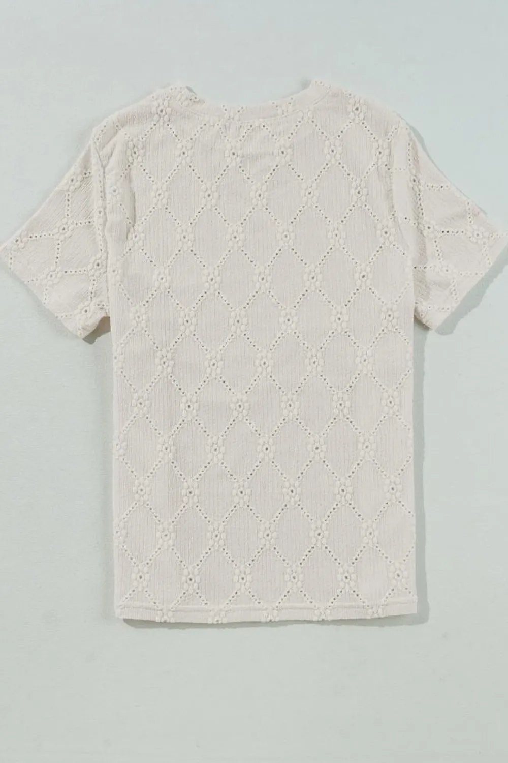 Hot Dear-Lover Geometric Embroidered Slim Fit O Neck T Shirt White