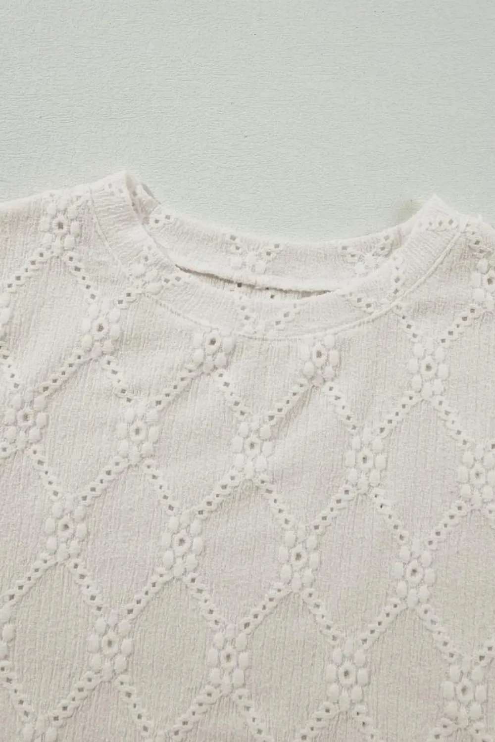 Hot Dear-Lover Geometric Embroidered Slim Fit O Neck T Shirt White