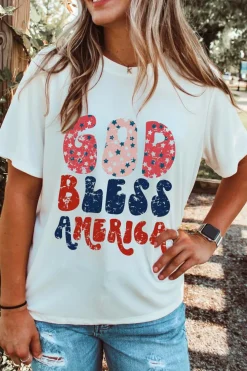 Outlet Dear-Lover God Bless America Graphic Tee White