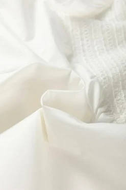 Outlet Dear-Lover Half Button Lace Patchwork Flutter Sleeve Blouse White