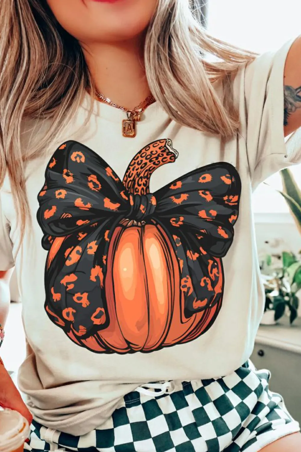 Online Dear-Lover Halloween Bowknot Pumpkin Graphic Crewneck T Shirt White