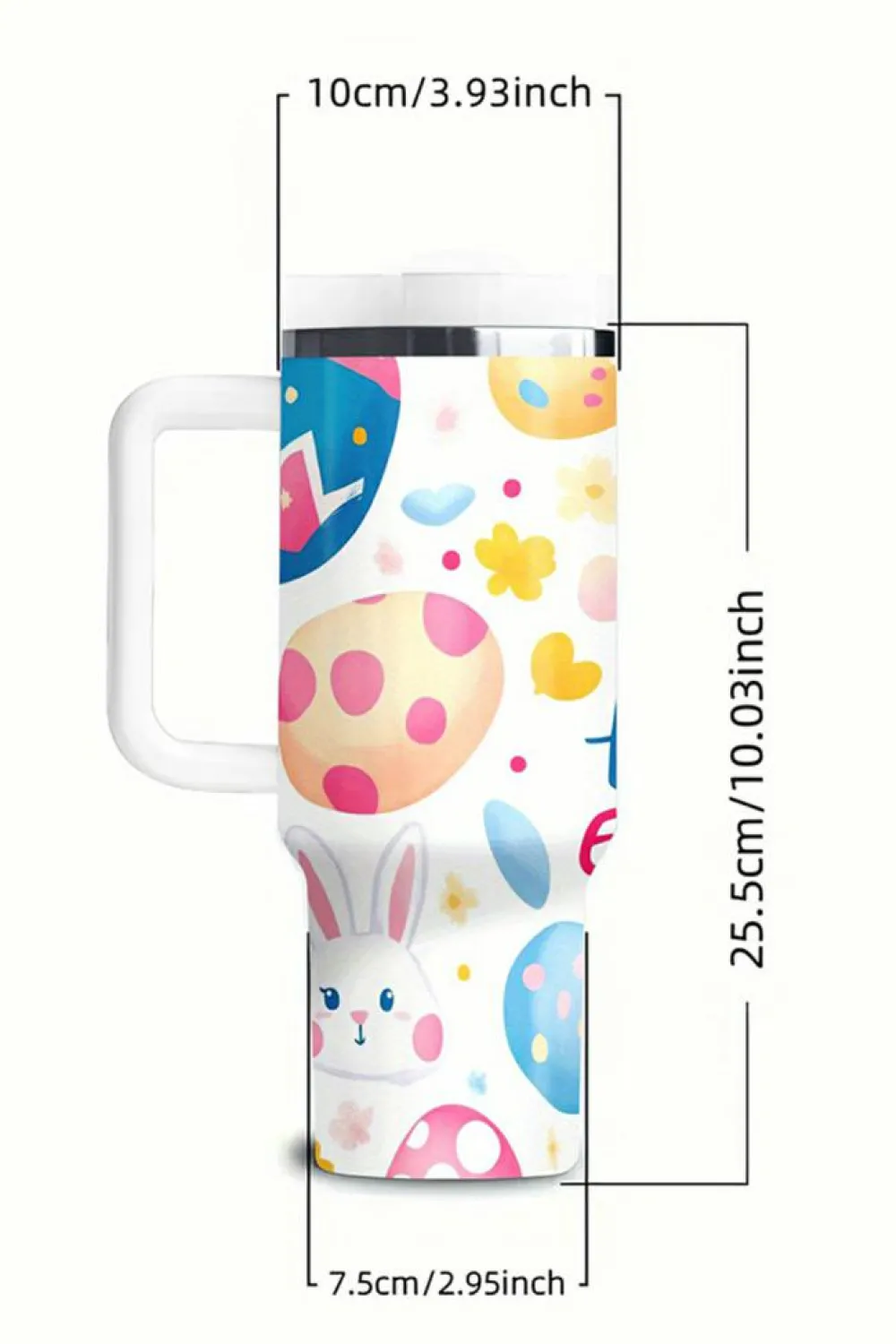 Best Dear-Lover Happy Easter Bunny Eggs Printed Thermal Tumbler White