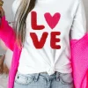 Clearance Dear-Lover Heart LOVE Graphic Valentines T Shirt White