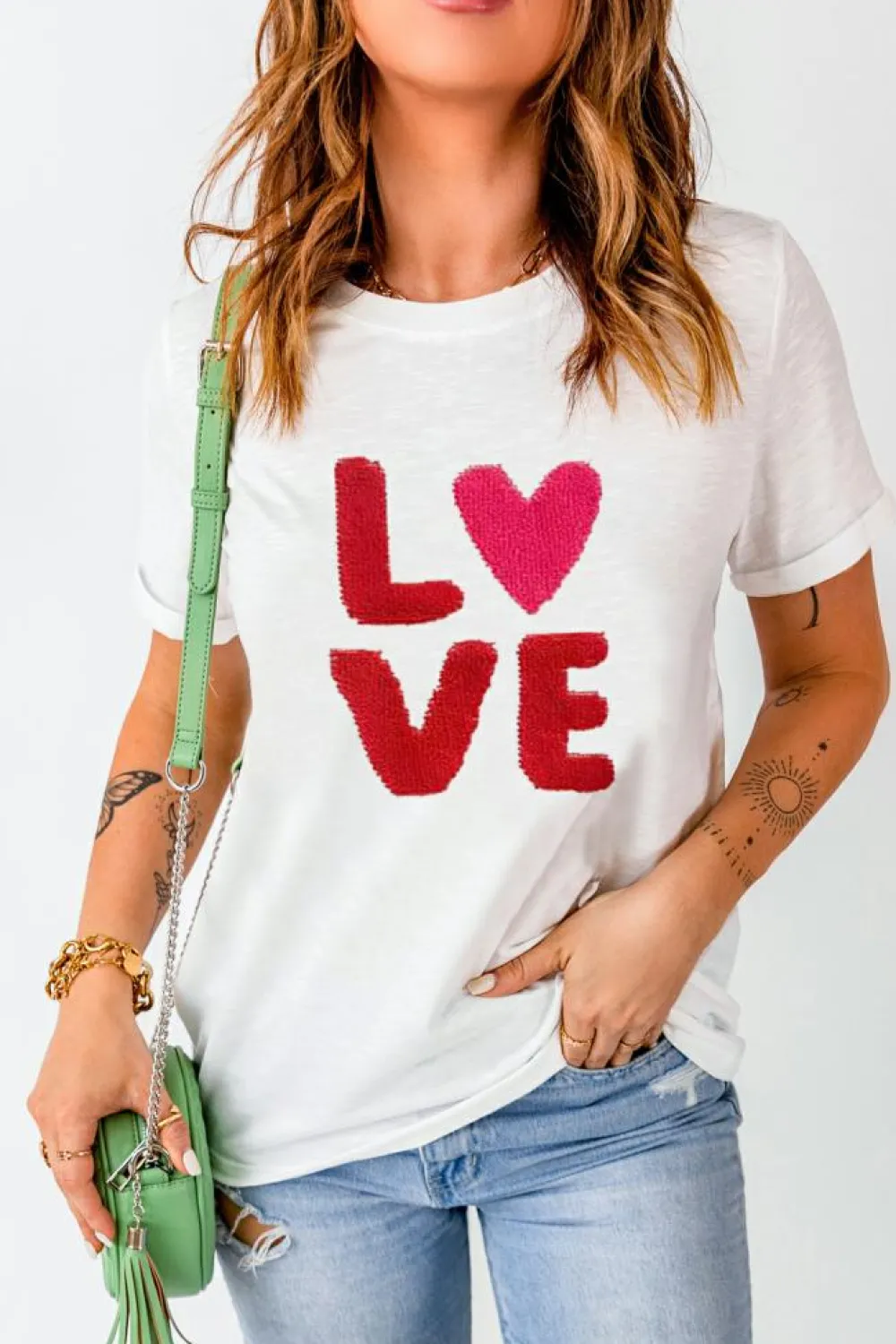 Clearance Dear-Lover Heart LOVE Graphic Valentines T Shirt White
