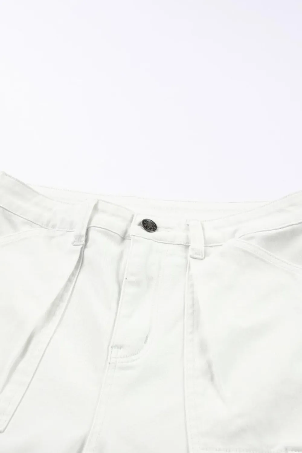 Sale Dear-Lover High Waist Straight Leg Cargo Pants with Pockets White