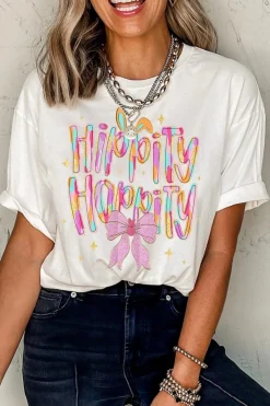 Hot Dear-Lover Hippity Hoppity Graphic Loose Tee White