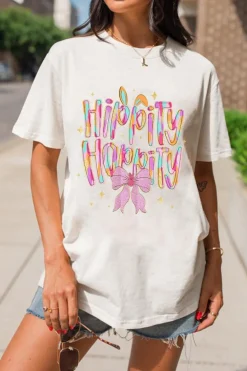 Hot Dear-Lover Hippity Hoppity Graphic Loose Tee White