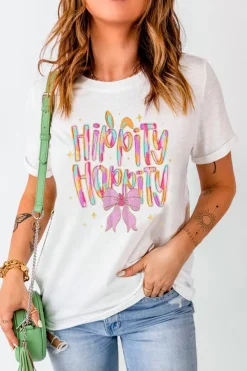Hot Dear-Lover Hippity Hoppity Graphic Loose Tee White