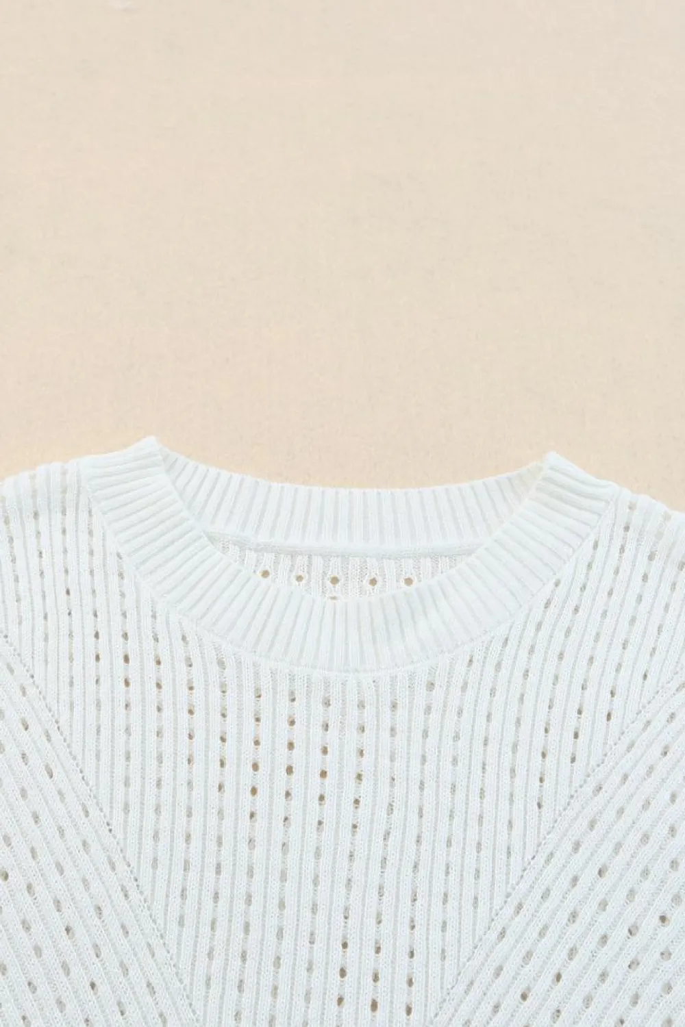 Discount Dear-Lover Hollow-out Knitted Short Sleeve T Shirt White