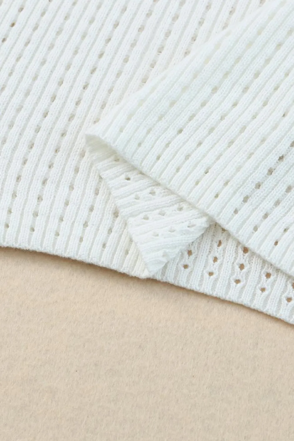 Discount Dear-Lover Hollow-out Knitted Short Sleeve T Shirt White