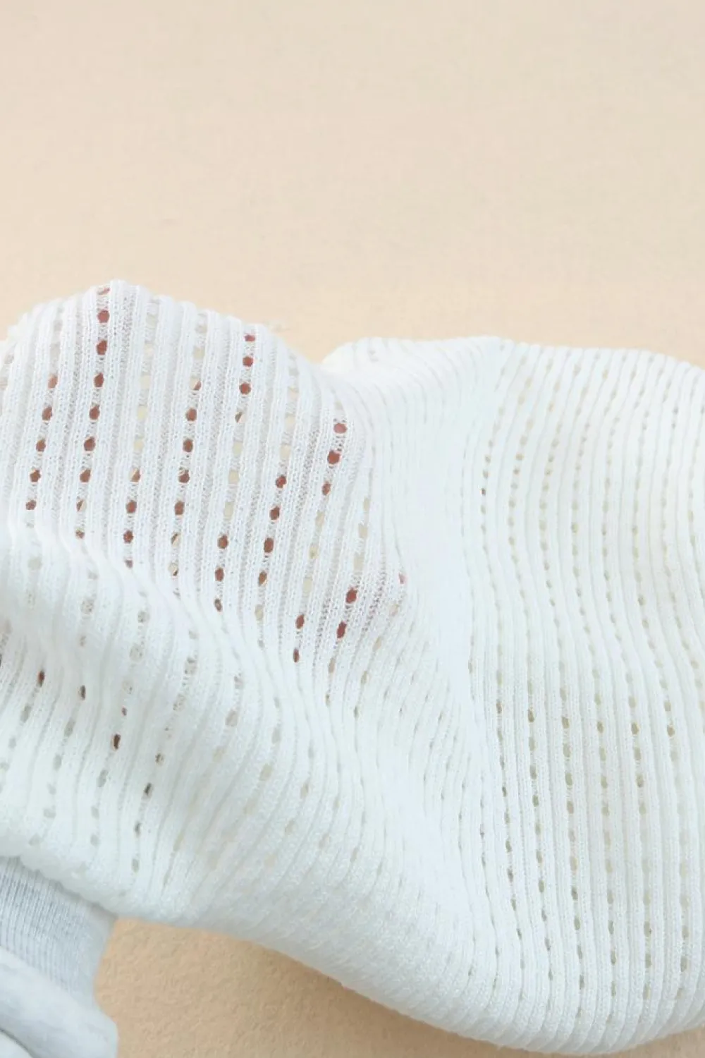 Discount Dear-Lover Hollow-out Knitted Short Sleeve T Shirt White
