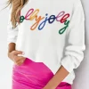 Sale Dear-Lover Holly Jolly Round Neck Casual Sweater White