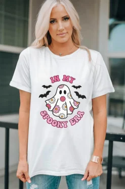 Fashion Dear-Lover IN MY SPOOKY ERA Halloween Ghost Graphic Tee White