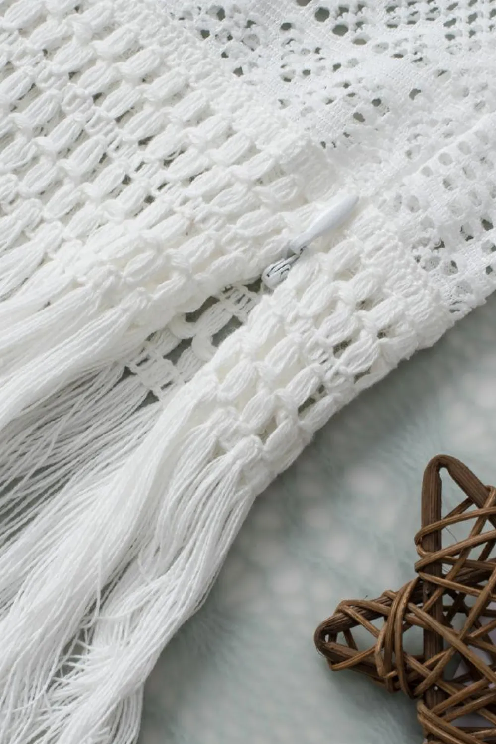 Fashion Dear-Lover Lace Crochet Hollow out Fringed Tank Top White