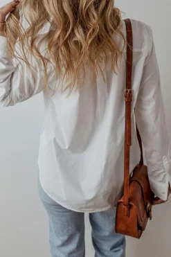 Outlet Dear-Lover Lace Crochet Trim Turn Down Collar Buttoned Shirt White
