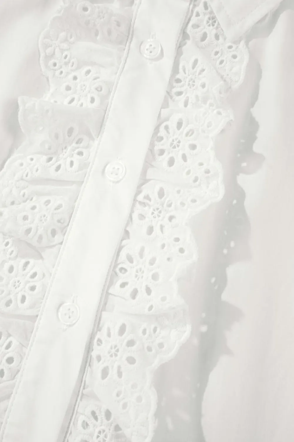 Outlet Dear-Lover Lace Crochet Trim Turn Down Collar Buttoned Shirt White