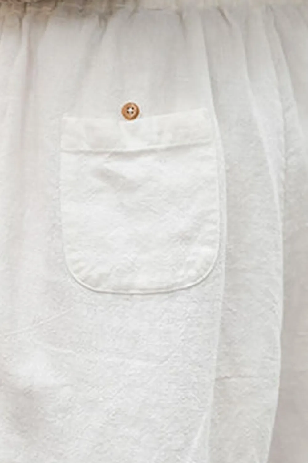 Discount Dear-Lover Lace Splicing Drawstring Casual Cotton Pants White