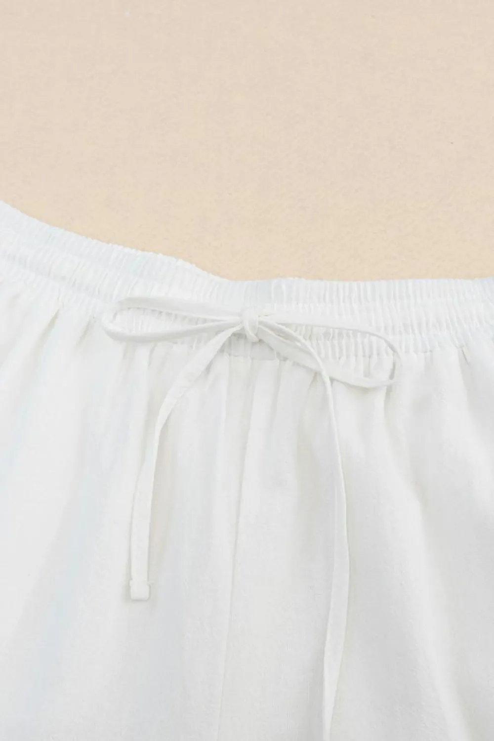 Discount Dear-Lover Lace Splicing Drawstring Casual Cotton Pants White