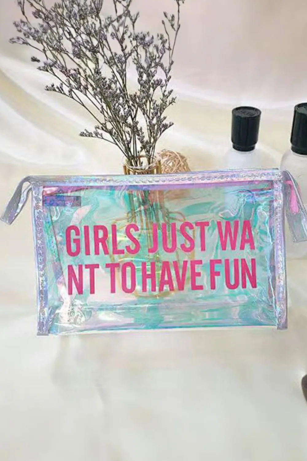 Hot Dear-Lover Laser Waterproof Zipper Makeup Bag White