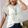 New Dear-Lover Layered Ruffle Short Sleeve Round Neck Top White