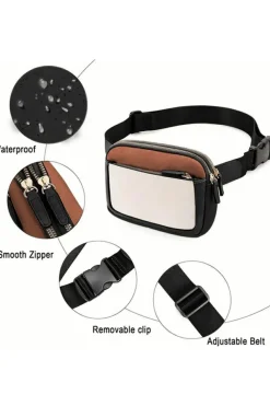 New Dear-Lover Leather Colorblock Zipped Removable Clip Crossbody Bag White