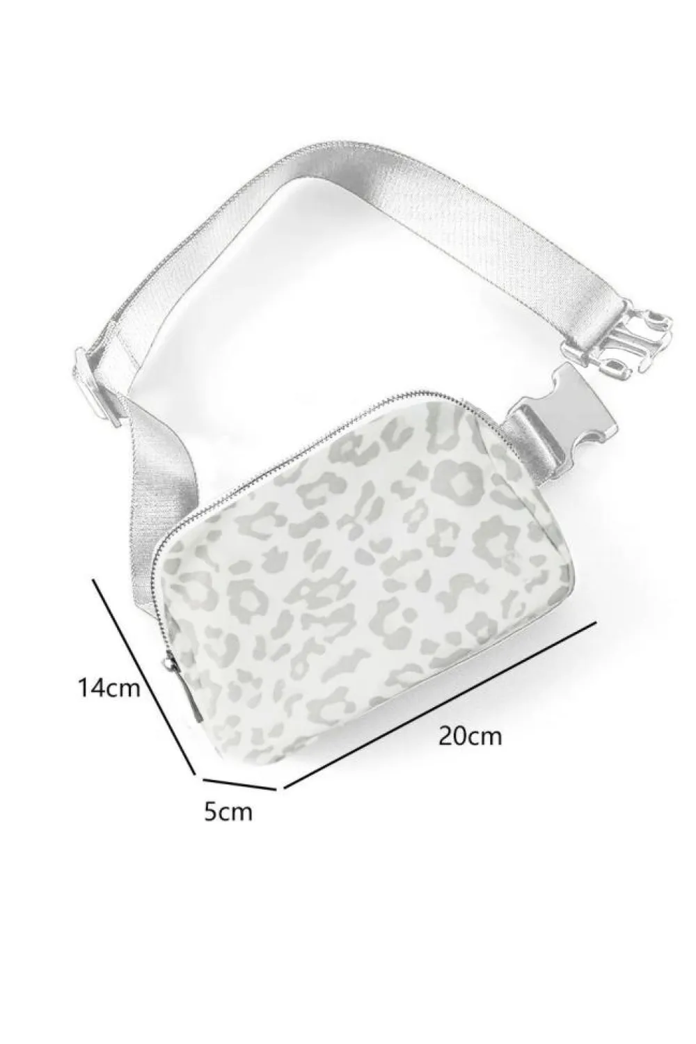 Fashion Dear-Lover Leopard Print Buckle Canvas Chest Bag 20*5*14cm White