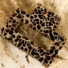 Clearance Dear-Lover Leopard Print Cutout Square Claw Clip White