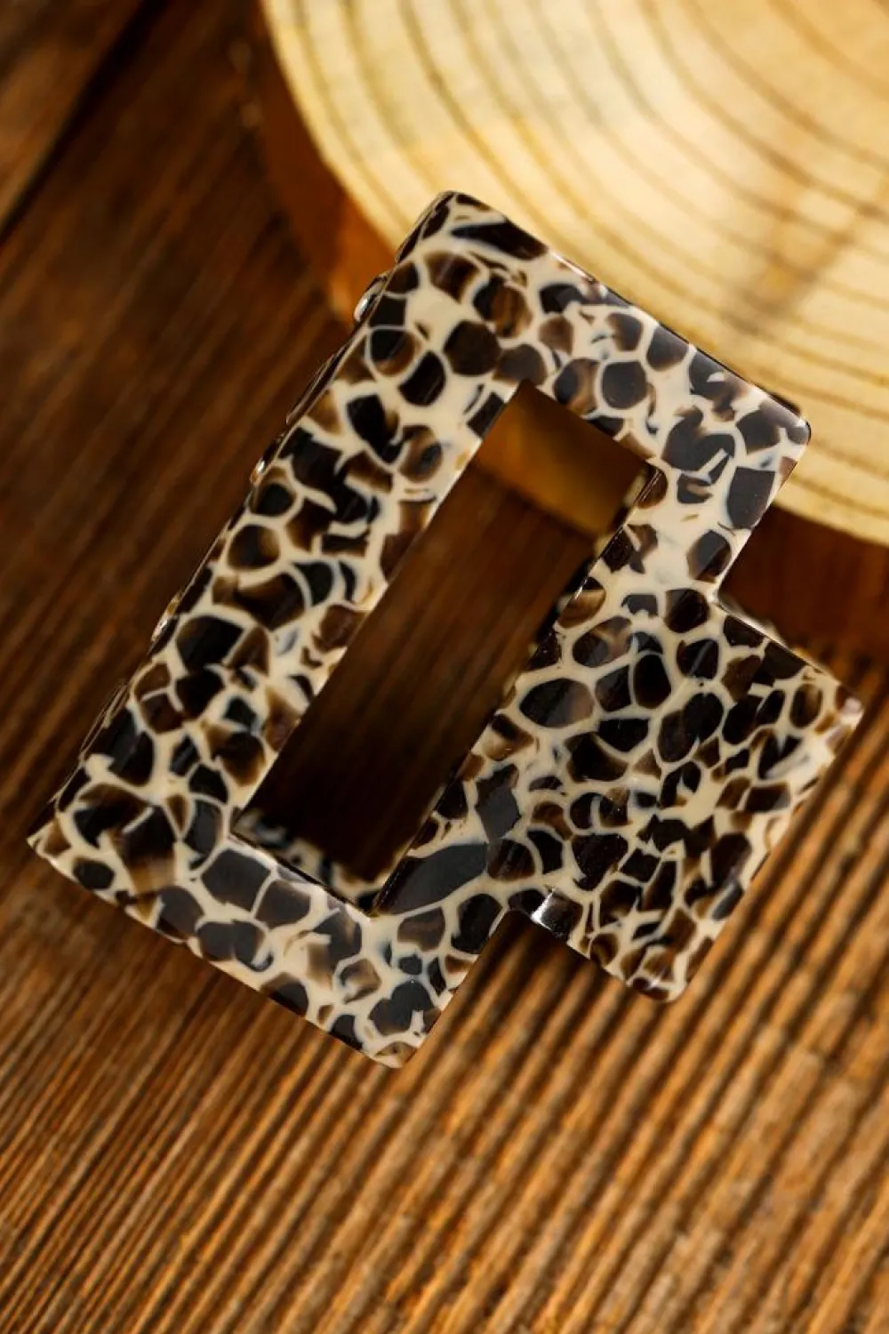 Clearance Dear-Lover Leopard Print Cutout Square Claw Clip White